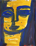 Kunst Malerei Gemälde Acryl auf Karton gelber Kopf mit langen Haaren