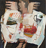 Am Tisch - Sigrid Palmer Malerei Kunst Künstlerin painting art artist Frankfurt